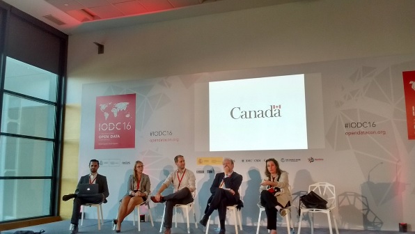 “North America Regional Panel: Ashley Casovan, Canada’s Open Government Portal lead is second from left" -- IODC