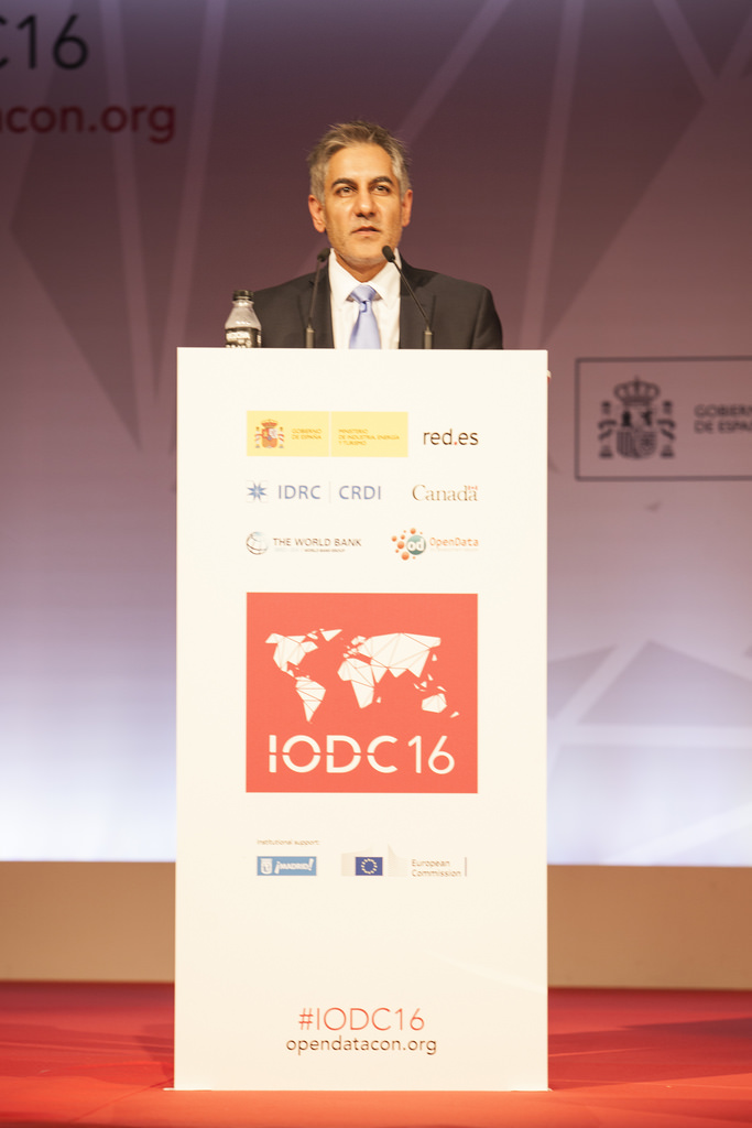 “Naser Faruqui, Director, Technology and Innovation IDRC addresses the IODC opening plenary” -- IODC